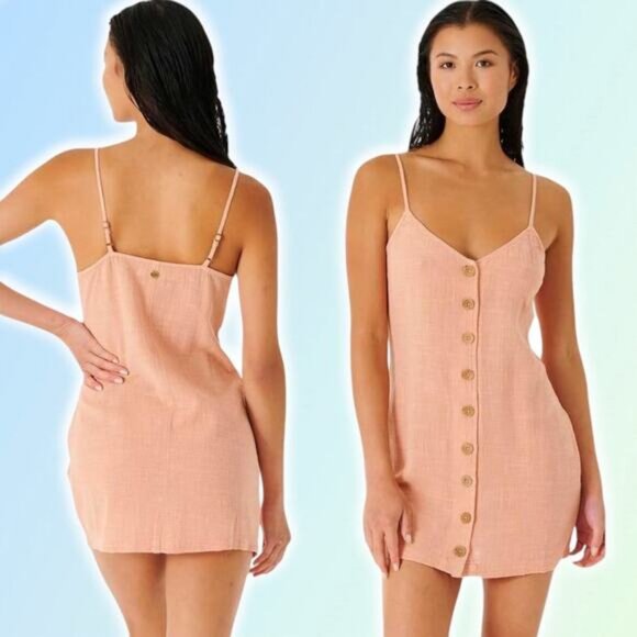 NWT RIP CURL Classic Surf Button Through Dress Size Large Light Coral Size XS - Picture 1 of 9